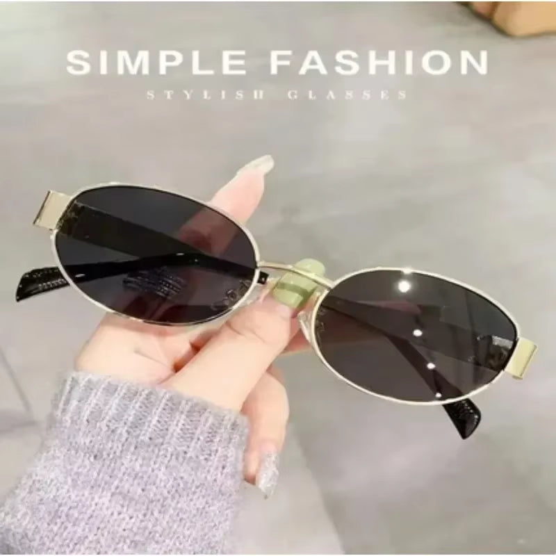 2024 Steampunk Sunglasses Retro Women'S Oval Sunglasses Fashion Women'S Classic Retro Small Metal Brand Glasses UV400
