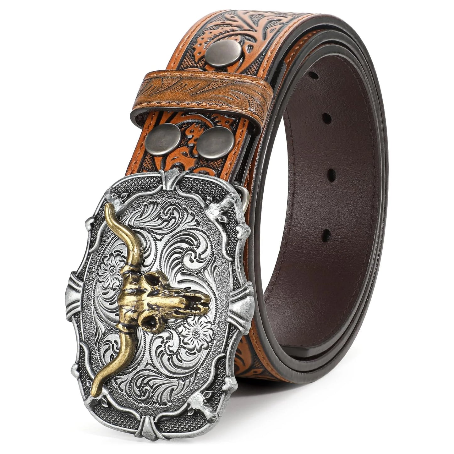 Men Western Leather Belts for Women,Cowboy Cowgirl Embossed Belts for Jeans Christmas Gifts