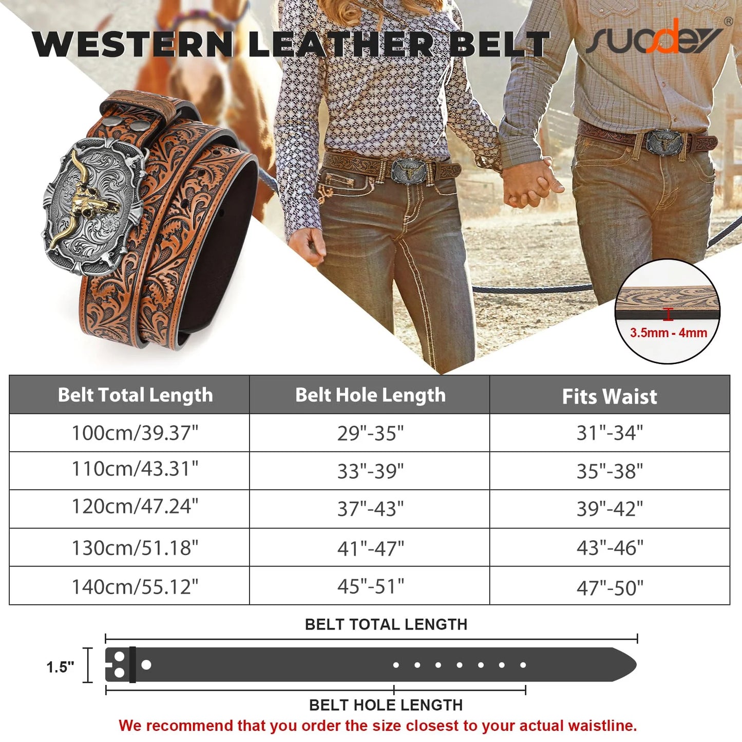 Men Western Leather Belts for Women,Cowboy Cowgirl Embossed Belts for Jeans Christmas Gifts